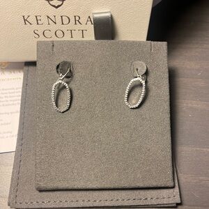 Kendra Scott Lee 14k White Gold Open Frame Earrings in White Diamond
